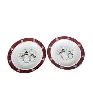 Royal Seasons Stoneware Holiday Dinnerware Snowmen 6.5" Desert Plate